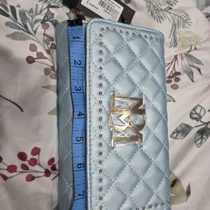 Badgley Mischka Quilted Blue Clutch with Silver Studs
